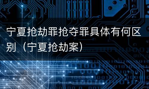 宁夏抢劫罪抢夺罪具体有何区别（宁夏抢劫案）