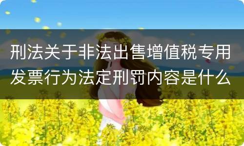 刑法关于非法出售增值税专用发票行为法定刑罚内容是什么