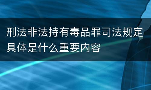 刑法非法持有毒品罪司法规定具体是什么重要内容