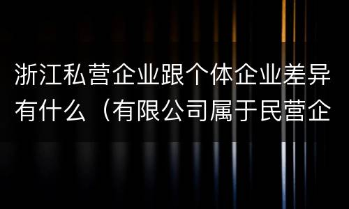 浙江私营企业跟个体企业差异有什么（有限公司属于民营企业还是私企还是个体）