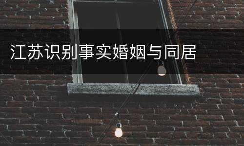 江苏识别事实婚姻与同居