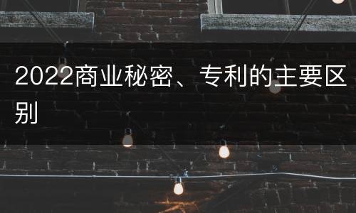 2022商业秘密、专利的主要区别