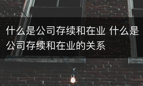 什么是公司存续和在业 什么是公司存续和在业的关系