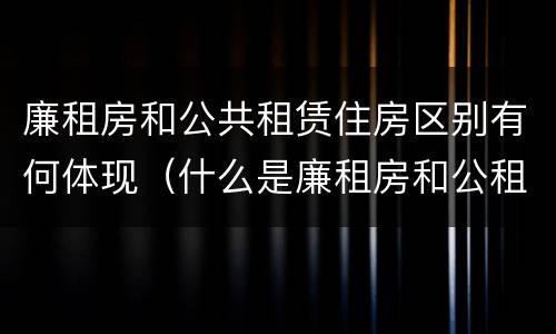 廉租房和公共租赁住房区别有何体现（什么是廉租房和公租房两个有什么特点）
