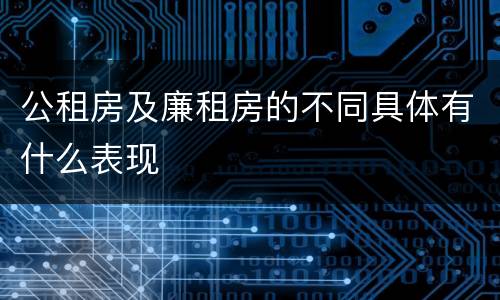 公租房及廉租房的不同具体有什么表现