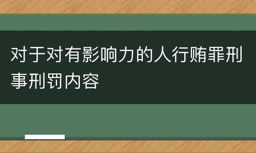 对于对有影响力的人行贿罪刑事刑罚内容