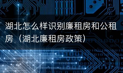 湖北怎么样识别廉租房和公租房（湖北廉租房政策）