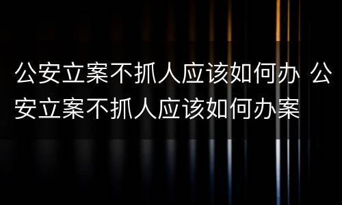 公安立案不抓人应该如何办 公安立案不抓人应该如何办案