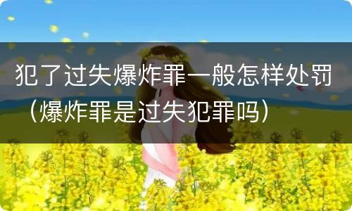 犯了过失爆炸罪一般怎样处罚（爆炸罪是过失犯罪吗）