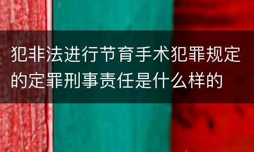 犯非法进行节育手术犯罪规定的定罪刑事责任是什么样的