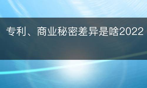 专利、商业秘密差异是啥2022