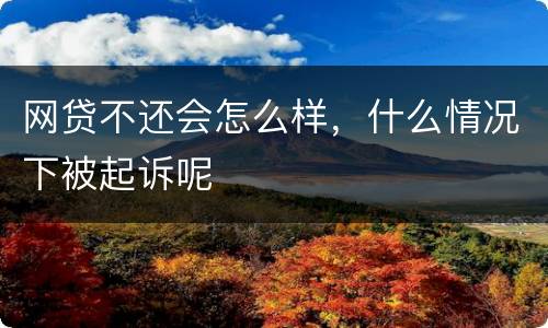 网贷不还会怎么样，什么情况下被起诉呢