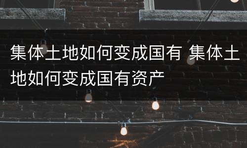 集体土地如何变成国有 集体土地如何变成国有资产
