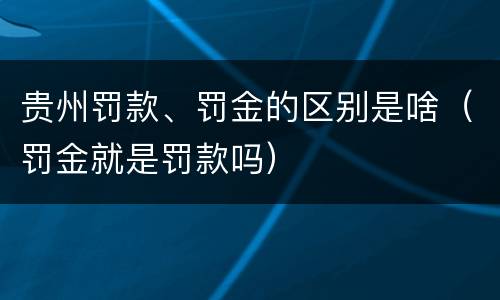 贵州罚款、罚金的区别是啥（罚金就是罚款吗）