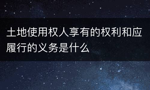 土地使用权人享有的权利和应履行的义务是什么