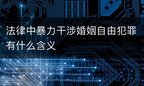 法律中暴力干涉婚姻自由犯罪有什么含义