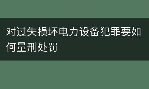 对过失损坏电力设备犯罪要如何量刑处罚