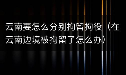 云南要怎么分别拘留拘役（在云南边境被拘留了怎么办）