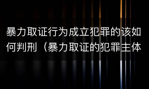 暴力取证行为成立犯罪的该如何判刑（暴力取证的犯罪主体）