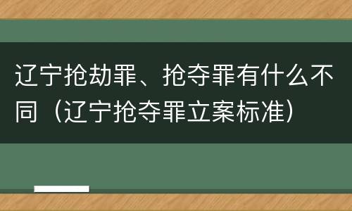 辽宁抢劫罪、抢夺罪有什么不同（辽宁抢夺罪立案标准）