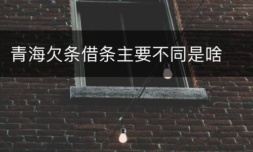 青海欠条借条主要不同是啥