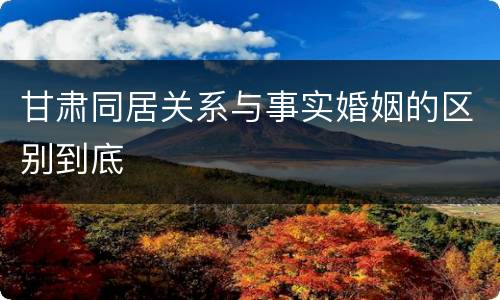 甘肃同居关系与事实婚姻的区别到底