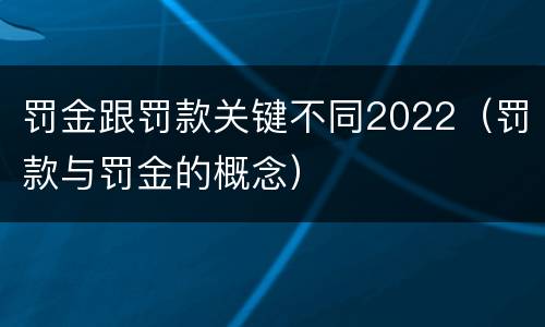 罚金跟罚款关键不同2022（罚款与罚金的概念）