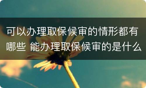 可以办理取保候审的情形都有哪些 能办理取保候审的是什么案件