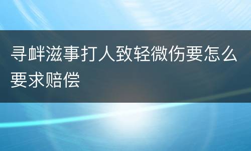 寻衅滋事打人致轻微伤要怎么要求赔偿