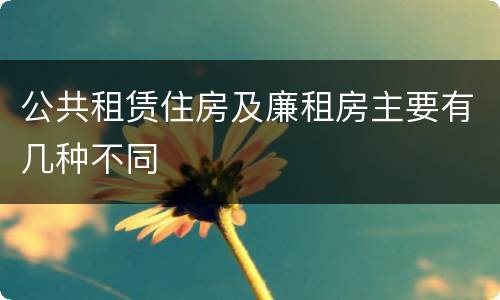 公共租赁住房及廉租房主要有几种不同