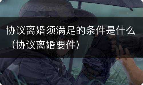 协议离婚须满足的条件是什么（协议离婚要件）