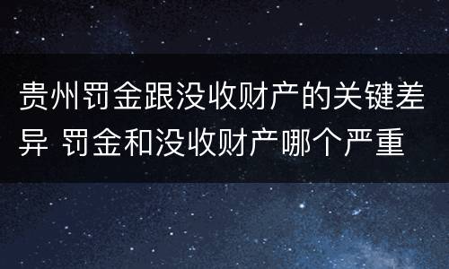 贵州罚金跟没收财产的关键差异 罚金和没收财产哪个严重