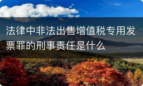 法律中非法出售增值税专用发票罪的刑事责任是什么