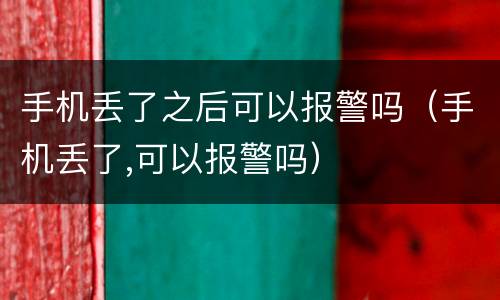 手机丢了之后可以报警吗（手机丢了,可以报警吗）