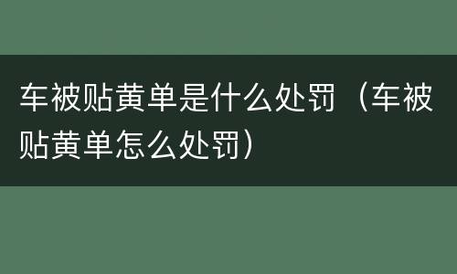 车被贴黄单是什么处罚（车被贴黄单怎么处罚）