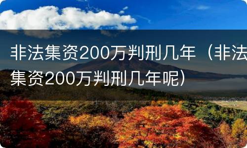 非法集资200万判刑几年（非法集资200万判刑几年呢）