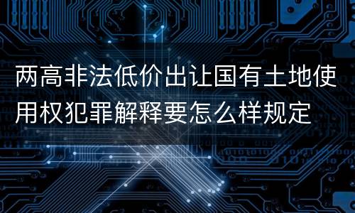 两高非法低价出让国有土地使用权犯罪解释要怎么样规定