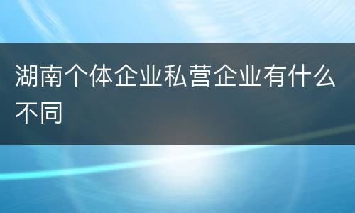 湖南个体企业私营企业有什么不同