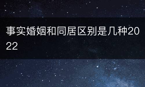 事实婚姻和同居区别是几种2022