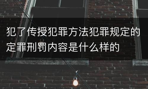 犯了传授犯罪方法犯罪规定的定罪刑罚内容是什么样的