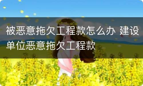 被恶意拖欠工程款怎么办 建设单位恶意拖欠工程款