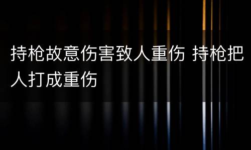 持枪故意伤害致人重伤 持枪把人打成重伤