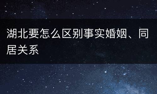 湖北要怎么区别事实婚姻、同居关系