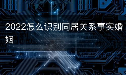 2022怎么识别同居关系事实婚姻