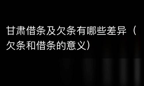 甘肃借条及欠条有哪些差异（欠条和借条的意义）