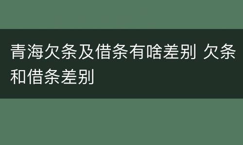 青海欠条及借条有啥差别 欠条和借条差别