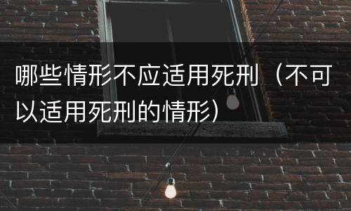 哪些情形不应适用死刑（不可以适用死刑的情形）