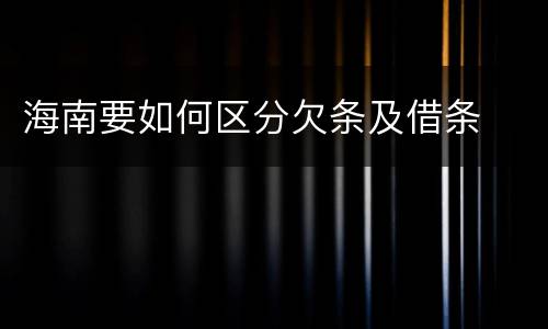 海南要如何区分欠条及借条