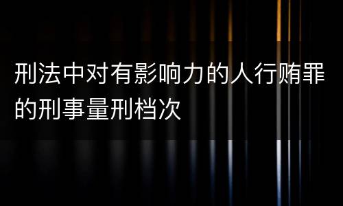 刑法中对有影响力的人行贿罪的刑事量刑档次