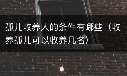 孤儿收养人的条件有哪些（收养孤儿可以收养几名）